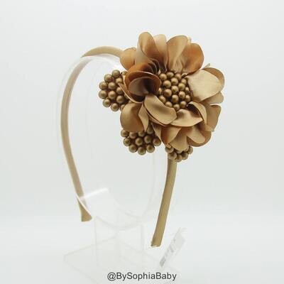 Girls Headband Girls Hard Headband Gold Headband Photo Prop Big Flower Headband Girls Arch Headband…