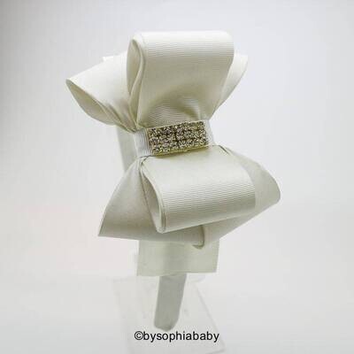 Ivory Bow Headband Ivory Girls Headband Girls Hard Headband Champagne Big Bow Ivory Toddler Headban…