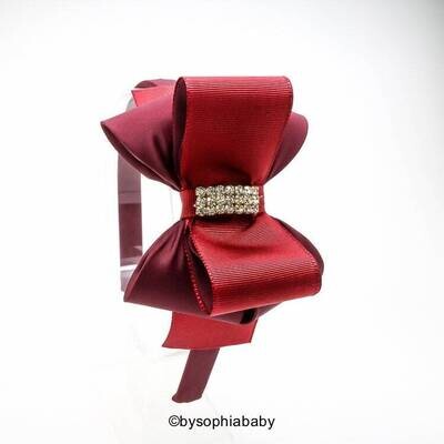 Burgundy Bow Headband Burgundy Girls Headband Girls Hard Headband Burgundy Big Bow Burgundy Toddler…