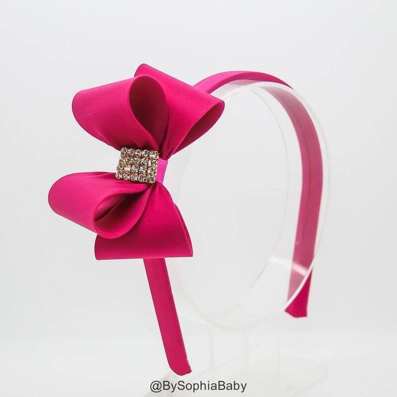 Hot Pink Bow Headband Girl&#39;s Headband Toddler Headband Pink Hard Headband Bow Hard Headband Flower …