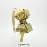 Sparkle Gold Bow Headband Girl&#39;s Gold Headband Toddler Gold Band Gold Hard Headband Gold Flower Gir…