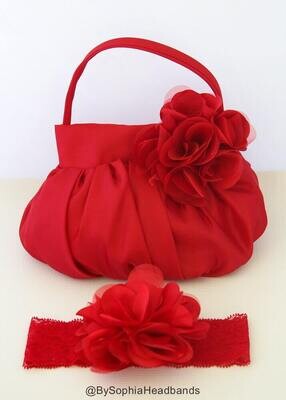 Red Flower Purse Girl&#39;s Red Purse Girl&#39;s Red Handbag Red Baby Handbag Photo Prop Baby Red handbag F…