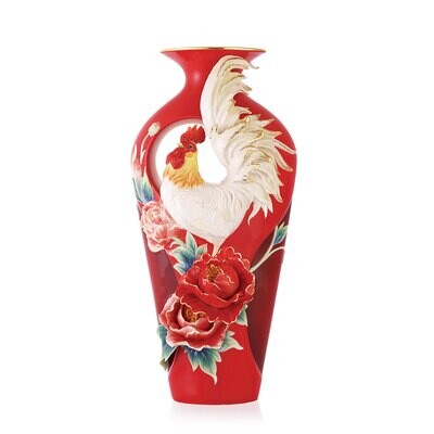 Franz Porcelain Good Luck Crowing Rooster Rooster Vase FZ03577, MPN: FZ03577,