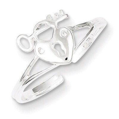 Heart Lock &amp; Key Toe Ring Sterling Silver QR813, MPN: QR813, 883957253749