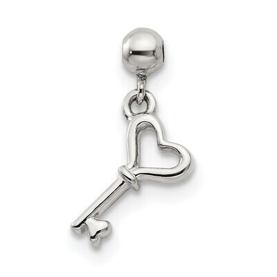 Heart Key Charm Sterling Silver Dangle QMM133, MPN: QMM133,