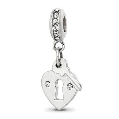 Preciosa Crystal Heart Lock &amp; Key Bead Sterling Silver QRS4224, MPN: QRS4224,