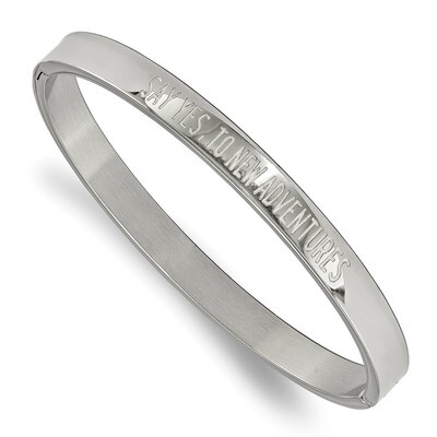 Say Yes to New Adventures 6mm Hinged Bangle Stainless Steel Polished SRB1893 by Chisel, MPN: SRB189…