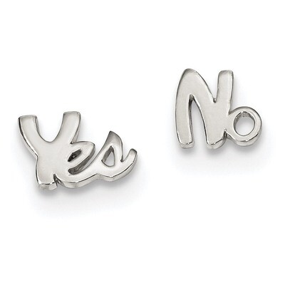 Left and Right Yes No Post Earrings Sterling Silver Polished QE13426, MPN: QE13426, 191101236556