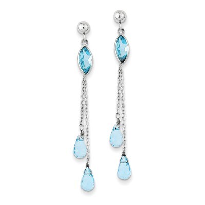 Blue Topaz Dangle Earrings 14k White Gold YE904, MPN: YE904, 191101635663