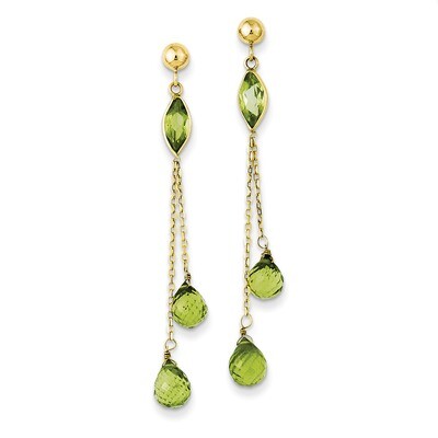 Peridot Dangle Earrings 14k Gold YE901, MPN: YE901, 191101635656