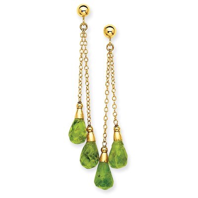 Peridot Dangle Earrings 14k Gold YE894, MPN: YE894, 886774670898
