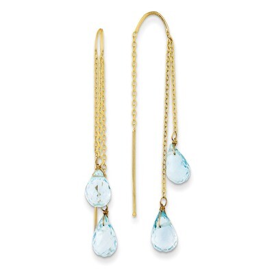 Double Blue Topaz Pear Shape Threader Earrings 14k Gold YE679, MPN: YE679, 191101635540