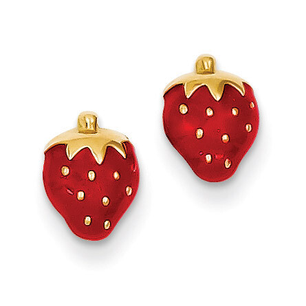 Enameled Strawberry Earrings 14k Gold YE595, MPN: YE595, 886774563756