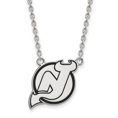 New Jersey Devils Large Enamel Pendant with Chain Necklace Sterling Silver SS030DVL-18, MPN: SS030D…
