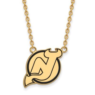 New Jersey Devils Large Enamel Pendant with Chain Necklace Gold-plated Silver GP030DVL-18, MPN: GP0…