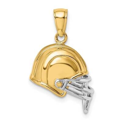 3-D Football Helmet Charm 14k Gold Rhodium K9308, MPN: K9308, 637218098835