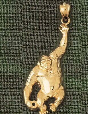 Dazzlers Jewelry Monkey Pendant Necklace Charm Bracelet in Yellow, White or Rose Gold 2680, MPN: DZ…