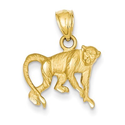 Monkey Pendant 14k Gold Diamond-cut K3346, MPN: K3346, 886774099422