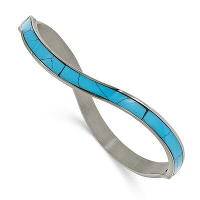 Imitation Turquoise Hinged Bangle Stainless Steel Polished SRB2079 by Chisel, MPN: SRB2079, 1911013…