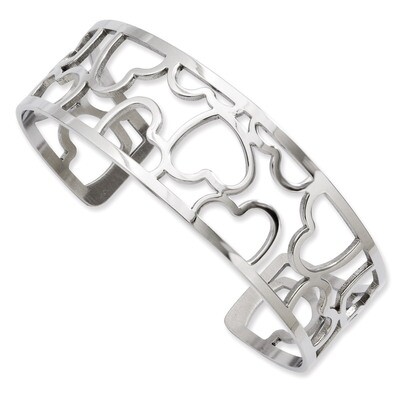 Hearts Cuff Bangle - Stainless Steel SRB679 by Chisel, MPN: SRB679, 886774971643