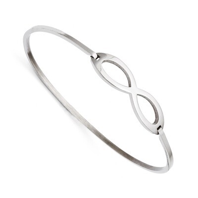 Polished Infinity Symbol Bangle - Stainless Steel SRB1219 by Chisel, MPN: SRB1219, 191101643187