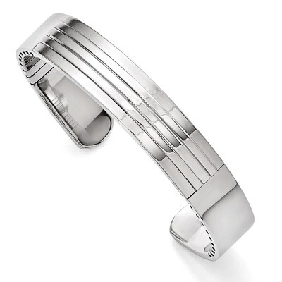 Polished and Grooved Bangle - Stainless Steel SRB1513 by Chisel, MPN: SRB1513, 886774968414