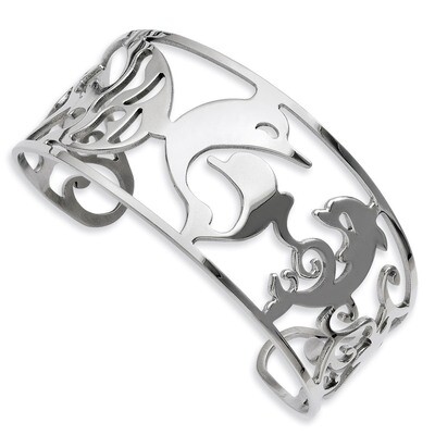 Dolphins Cuff Bangle - Stainless Steel SRB677 by Chisel, MPN: SRB677, 191101641886