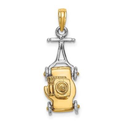 3-D Lawn Mower Charm 14k Gold Rhodium K9354, MPN: K9354, 637218126903