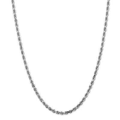 22 Inch 4mm Diamond -cut Quadruple Rope Chain 14k white Gold WQT030-22, MPN: WQT030-22, 883957228952