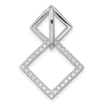CZ Diamond Square Chain Slide Pendant Sterling Silver Rhodium-Plated QP5541, MPN: QP5541,