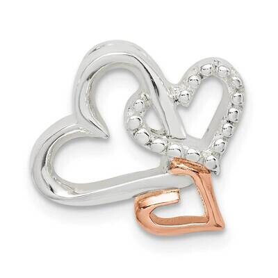 Rose Tone Heart Chain Slide Sterling Silver QC9479, MPN: QC9479, 886774092010