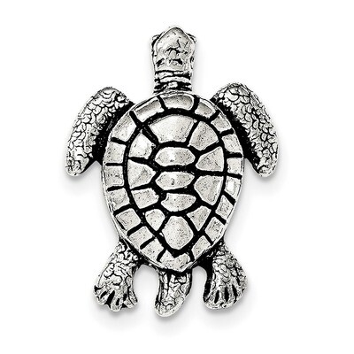 Turtle Chain Slide Pendant Sterling Silver Antiqued &amp; Textured QC8740, MPN: QC8740, 191101359828