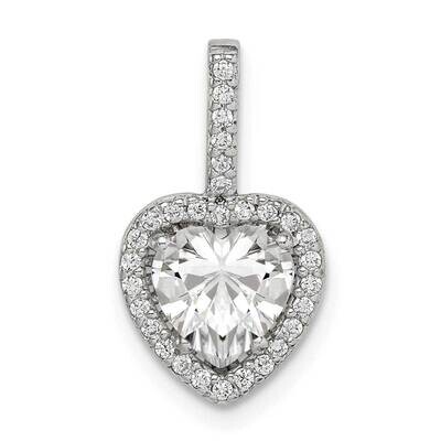 Heart Chain Slide Sterling Silver CZ Diamond QC9468, MPN: QC9468, 886774030913