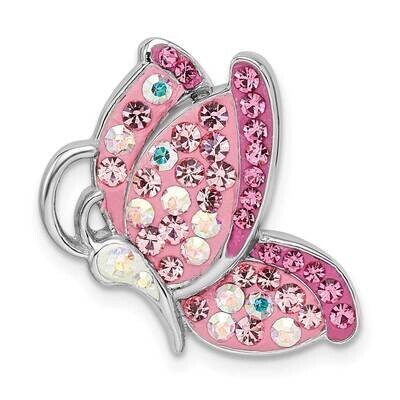 Preciosa Crystal Butterfly Chain Slide Sterling Silver Rhodium-Plated QC11039, MPN: QC11039,