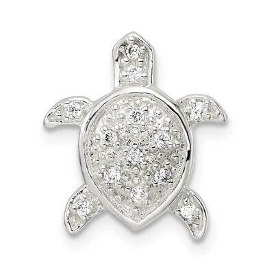 CZ Diamond Turtle Chain Slide Sterling Silver Polished QC11242, MPN: QC11242,