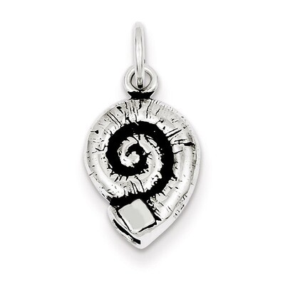 Sterling Silver Antiqued Seashell Charm QC7643