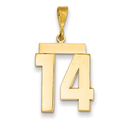 Number 14 Charm 14k Gold Large Polished LP14, MPN: LP14, 883957066394