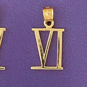 Dazzlers Jewelry Roman Number 6 Pendant Necklace Charm Bracelet in Yellow, White or Rose Gold 95466…