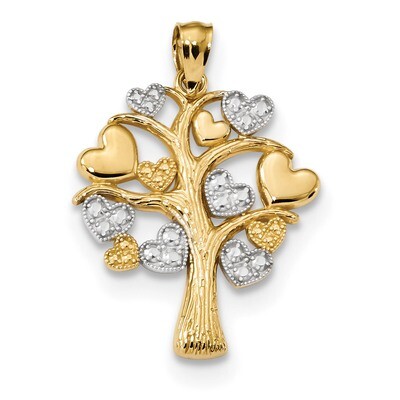 Tree of Life with Hearts Pendant 14k Gold &amp; Rhodium K5866, MPN: K5866, 191101677342