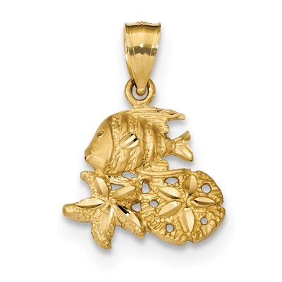 Sea Life Pendant 14k Gold Satin Diamond-cut K6054, MPN: K6054, 883957847320