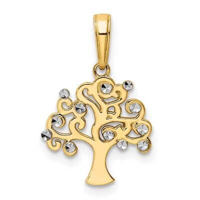 Tree of Life Pendant 14k Gold and White Rhodium Diamond-Cut M2951, MPN: M2951, 196904073216