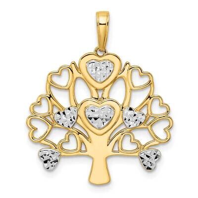 Heart Tree of Life Pendant 14k Gold and White Rhodium Diamond-Cut M2952, MPN: M2952,