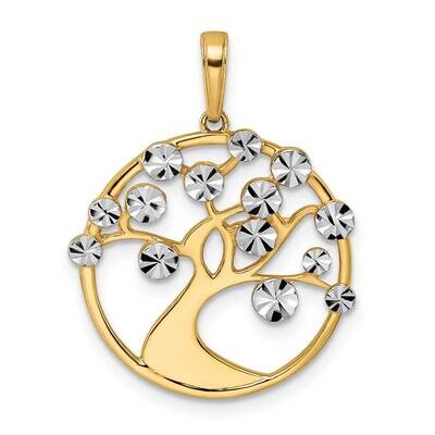 Diamond-Cut Tree of Life Pendant 14k Gold with White Rhodium M3029, MPN: M3029, 196904072707