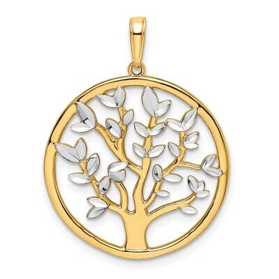 Tree of Life Pendant 14k Gold and White Rhodium Diamond-Cut M2948, MPN: M2948, 196904068687