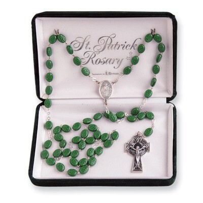 Green Saint Patrick Rosary Glass and Silver-plated GP899, MPN: GP899, 89945301274