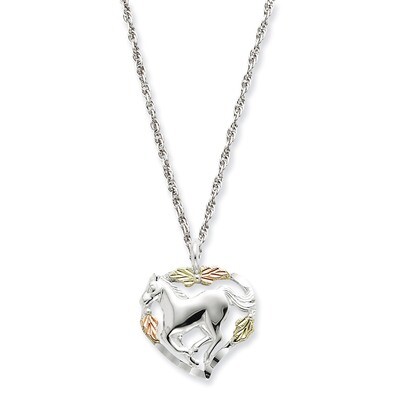 Horse In Heart Necklace Sterling Silver &amp; 12k Gold QBH170-18, MPN: QBH170-18, 784715408053