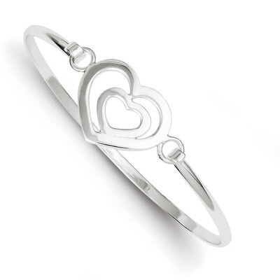 Heart within a Heart Bangle Bracelet Sterling Silver QB408, MPN: QB408, 883957903637
