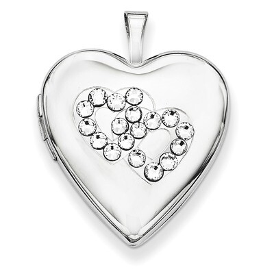 Crystal Double Hearts Heart Locket Sterling Silver QLS648