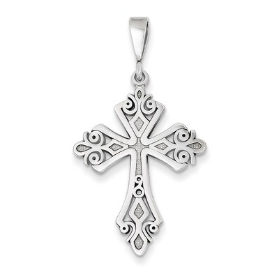 Fleur De Lis Cross Pendant 14k White Gold K407, MPN: K407, 883957247670