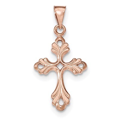 Polished Fleur De Lis Cross Pendant 14k Rose Gold XR1474, MPN: XR1474, 191101366475
